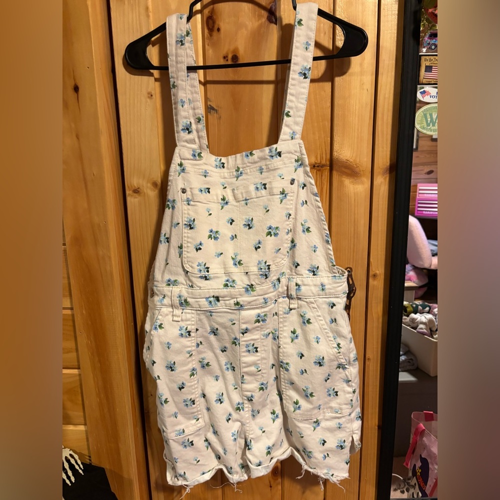Overalls with blue flowers